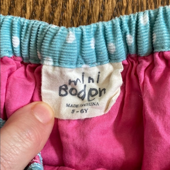Turquoise with pink/white polka dots, Mini Boden lightweight corduroy skirt, 5-6 - Picture 4 of 12